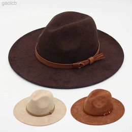 Wide Brim Hats Bucket Hats New Church Fleece Fabric Fedora Hat Winter and Autumn Wide Brown Gentleman Felt Hat UK Jazz Womens Flat Brown Dress Hat USA 24323