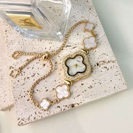 Clover Fine Strap Water Diamond Fritillaria Bracelet Adjustable Women's Quartz Watch