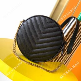 Luxury designer bag shoulder bag crossbody bag womens one shoulder leather chain small round bag classic black brand fashionable