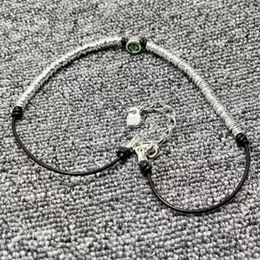 Chains 2024 Fashion 925 Silver Plated Bead Rope Green Necklace Holiday Gift