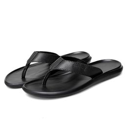 Genuine Leather Mens Slippers High Quality Flip Flops for Indoor or Outdoor Sports Summer Antiskid 240321