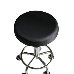 Chair Covers 33cm Thick Elastic Barstool Seat Cushion Cover Cotton Stool Round Protector (Black)