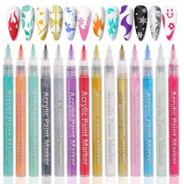 Kits 12Pcs Nail Art Graffiti Pen Colourful Waterproof Drawing Painting Liner Brush Nail Polish Pen DIY Nail Art Decor Accessorie