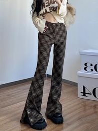 Women's Pants American Retro Fashion Diamond Pattern Printed Micro Flared Casual Spring And Autumn Spicy Girl Versatile