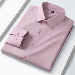 Men's Dress Shirts Mens Business Long Sleeve Wool Lyocell Elegant Formal Shirt Casual Fashion Standard Fit Male Workwear