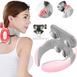 Massaging Neck Pillowws Smart 4D Magnetic Shoulder Neck Massager Pulse Far Infrared Heated Electric Pain Relief Cervical Massage with Remote Control 240323