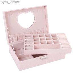 Jewellery Boxes 2022 New Design Pu Leather Jewellery Box Double-layer Wooden Frame Princess Jewellery Storage Box Cosmetic Box Highly Recommend L240323