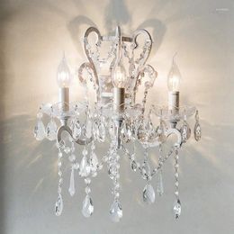Wall Lamp Crystal Vintage White Home Decor Interior Gold Sconce Lighting Bedroom Decoration For Living Room