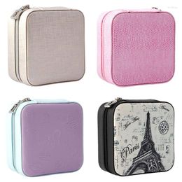 Jewellery Pouches Portable Necklace Box Organiser Women Earring Rings Bracelet Leather Storage With Mirror Travel Cosmetic