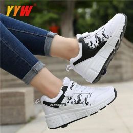 Shoes Adult Children Roller Skates Shoes Sneakers Men With Single Wheel Double Wheel Rollers Skate Shoes Tennis Shoes Walking Shoes