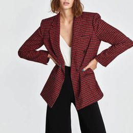 Women's Jackets Winter Women Printedsuit Double Breast Cardigan Long Sleeve Lapels Coat Business Button Jacket Womens Fuzzy Coats