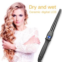 Irons Aofeilei Ceramic Cone Hair Curling Iron Big Waver Curl Hair Curlers Cone Shape Ceramic Electric Curling Irons with Gloves