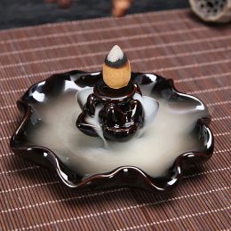 Burners Ceramic Backflow Incense Burner Base Home Decorations Smoke Fountain Mountain Stream Waterfall Back Flow Incense Holder