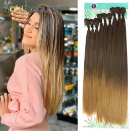 Weave Weave Synthetic Bone Straight Hair Ombre Blonde Hair Bundles Super Long Hair Synthetic 24 Inch Straight Hair Full to End