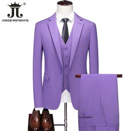 S 6XL Double Vent Mens Suits 3Pcs JacketVestPants Social Dress Groom Wedding Slim Party Tuxedo Formal Business Suit 240311