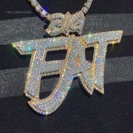 Wg033a Hip Hop Mens Iced Out Custom Letter Sterling Sier VVS Moissanite Diamond Number Name Initial Pendant