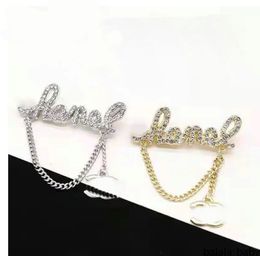 Simple Designer Brand Double Letter Brooches Geometric Sweater Suit Collar Pin Brooche Mens Womens Crystal Rhinestone Pearl Brooch Wedding Jewelry 20style