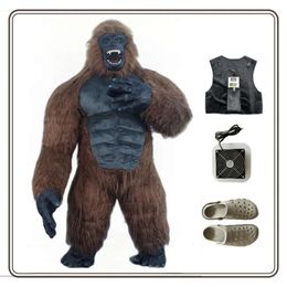 Mascot Costumes 2.5m 3D Iatable King Kong Costume Full Mascot Suit Giant Adult Fur Gorilla Fancy Dress for Events Party Convention