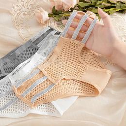 Women's Panties Cross Bandage Hollow Mesh For Women Fishnet Briefs Elastic Thong Low Waist Underpants Underwear Female Lingerie