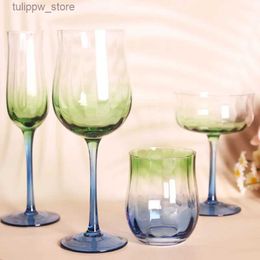 Wine Glasses Creative Glass Wine Glass Green Gradient Tulip Goblet Vintage Cup Red Wine Glasses Champagne Glasses Cocktail Glasses Water Cup L240323