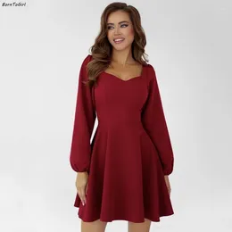 Casual Dresses Sexy For Women Spring Autumn Winter Solid Black White Red Long Sleeve V Neck Dress Female Party Gown Vestido