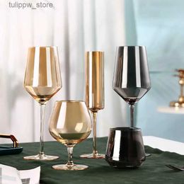 Wine Glasses Crystal glass red wine black high legged ashy European Western food champagne gifts L240323