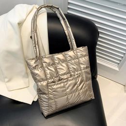 Shoulder Bags Female Padded Bag Solid Color Soft Down Cotton Satchel Handbag Trendy Lightweight For Women Girls Autumn And Winter