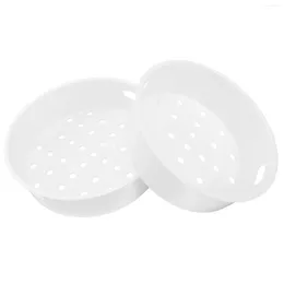 Double Boilers 2Pcs Plastic Steamer Dishes Household Containers Multi-function Baskets