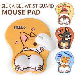 Pads Gel Mouse Pad with Wrist Rest Huado Support Pad Gaming Ergonomic Mouse Pad with Milk Cloth Cute Corgi Dog