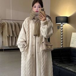 Thickened and Lengthened Imitation Mink Fried Dough Twists Cardigan Fur Integrated Environmental Protection Coat Female Winter