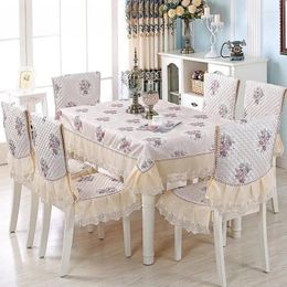 Table Cloth European Style Home Art Tablecloth Lace Printed Seat Cover And Chair Cushion