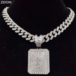 Pendant Necklaces Men Women Hip Hop Dog Tag Necklace With 13mm Miami Cuban Chain Iced Out Bling Hiphop Fashion Charm Jewelry287v