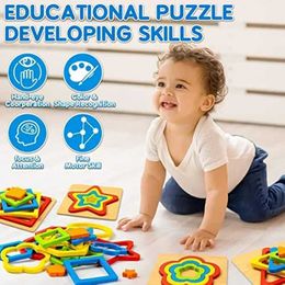 Sorting Nesting Stacking toys Montessori Shape Classification Puzzle for Preschool Infants Children Wooden Gan Childrens Education and Learning Toys 240323