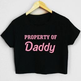 Property of Daddy Women Crop Top Y2k Accessories Tshirt Gothic Clothes Summer Fashion Daddys Girl T Shirts Ladies Streetwear 240313