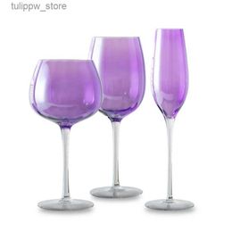 Wine Glasses Wine glass The same handmade Violet Della high glass British red wine glass wind purple glass champagne glass set L240323