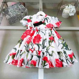 Luxury designer kids clothes girls dresses baby skirt lace Princess dress Size 90-150 CM Simulated silk cotton fabric child frock 24Mar