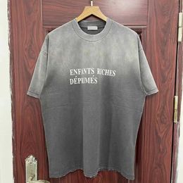 Men's T-Shirts Oversized 2024 Vintage Washed Style ERD Letter Print T shirt Men Women Top Quality Destroy Cotton Tee Short Sleeve T-shirt J240322