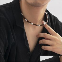 Chokers Choker Bohemian Style Soft Y Piece Patchwork Wood Beads Mens Necklace Ethnic Wind Accessories Support Wholesale Drop Delivery Otqik