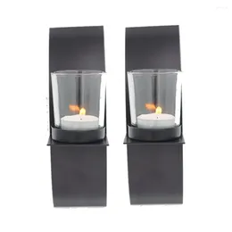 Candle Holders 2pcs/set Iron Art Modern Wedding Decorations Nordic Style In Glass Living Room Wall Sconce Craft Holder Candlestick