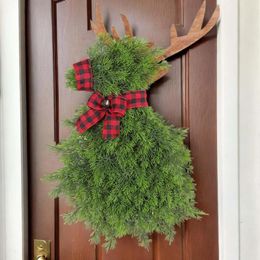 Decorative Flowers Elk Christmas Wreath Home Decor Supplies Door Hanging Ornament Garland For Fireplace Windows