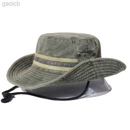 Wide Brim Hats Bucket Fishing hiking sun hat womens Boonie wide brown bucket outdoor hunting summer cotton buckets 24323