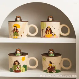 Mugs Milk Fufu Mug Niche Design Couple With Lid Ceramic Cup Hand Gift Water Cute Breakfast Creativity