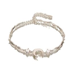 Designer Fashion Korean charm Bracelet Simple Pendant Bracelets Ins Moonstone Crystal Bead Moon Pendant Bracelet Jewellery Gifts