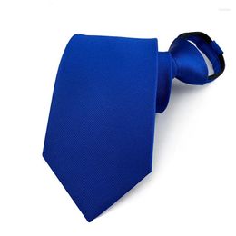 Bow Ties Novel Solid Silk 8cm Lazy Zipper Tie Men's Office Business Wedding Formal Pre Knotted Gift Gravata