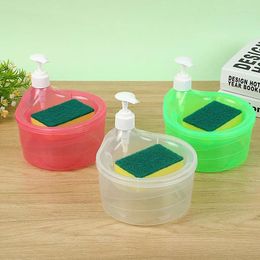 Liquid Soap Dispenser And Scrubber Holder Multifunctional Dishwashing Container 1000ml Manual Sink Dish Washing