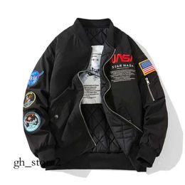 Nasa Fall-flight Jacket Coat Black Green Bomber Ma1 Men Jackets Embroidery Baseball with Zipper Work Attire, Collar, Functional 423