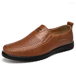 Walking Shoes Summer Men Casual Genuine Leather Mens Loafers Moccasins Italian Breathable Slip On Boat Size 38-47