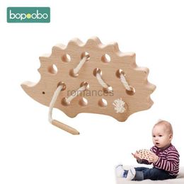 Sorting Nesting Stacking toys Baby Hedgehog Thread Toy Wooden Stacked Board Game Montessori Hands on Education Childrens Gifts 24323