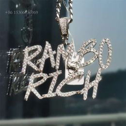 Hiphop Custom Ice Out Personalized Full Diamonds Diy Letter Initial Name Jewelry Moissanite Pendant