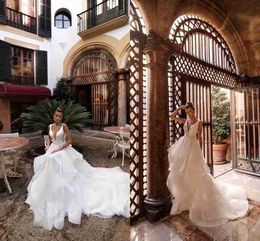 nora naviano beach wedding dresses v neck ruffles backless sweep train boho bridal gowns plus size robe de marie